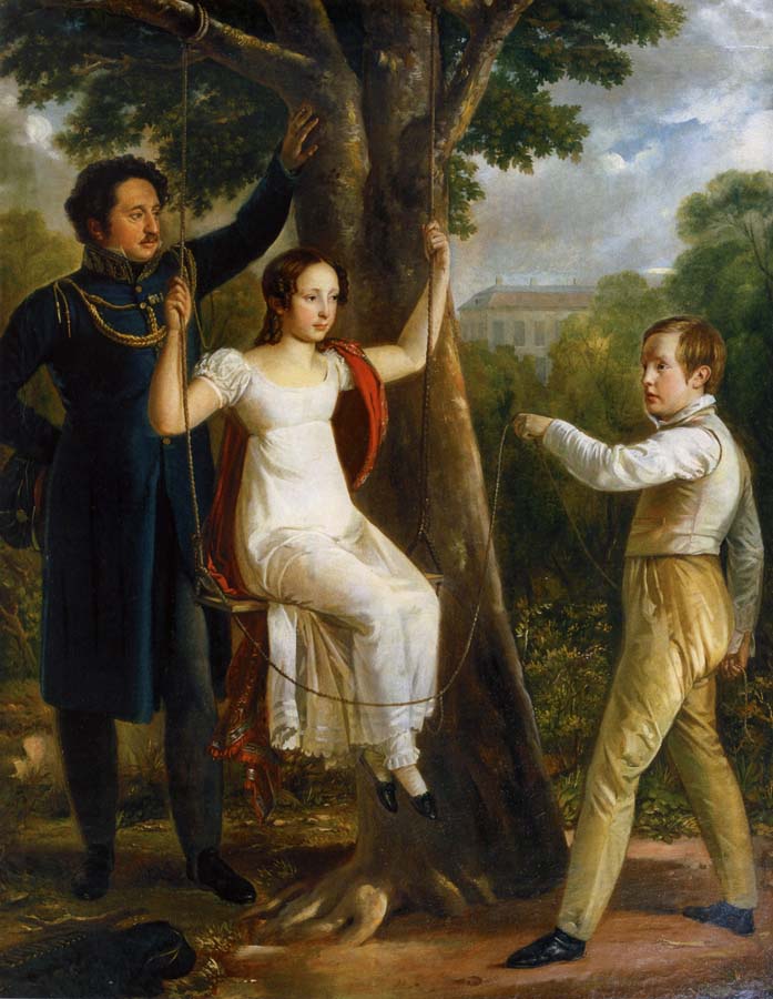 Major Mauritz Clairfelt with sons and daughter in sway